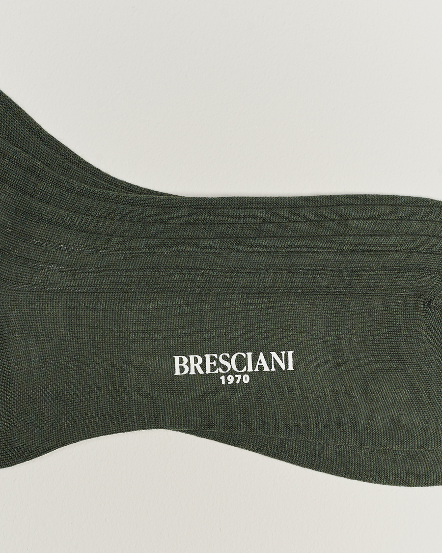 Herren |  | Bresciani | Wool/Nylon Ribbed Short Socks Green