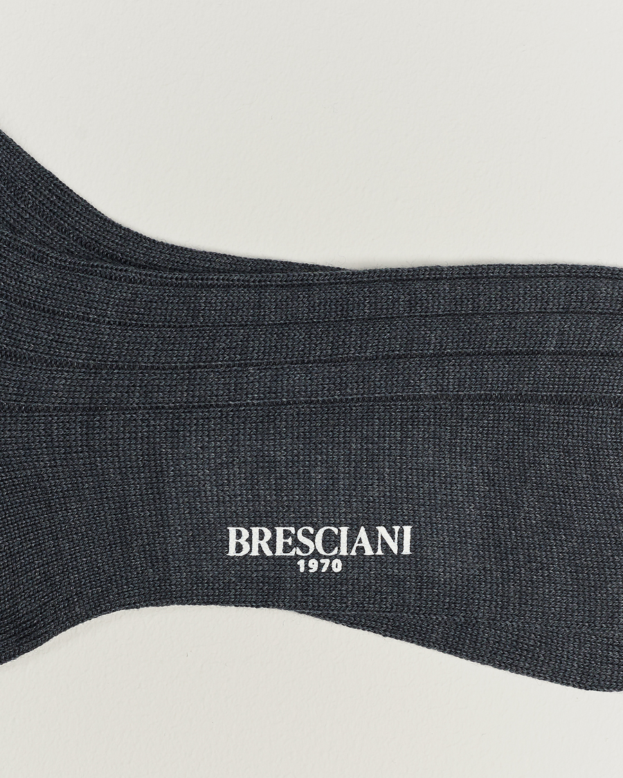 Herren | Unterwäsche | Bresciani | Wool/Nylon Heavy Ribbed Socks Grey Melange