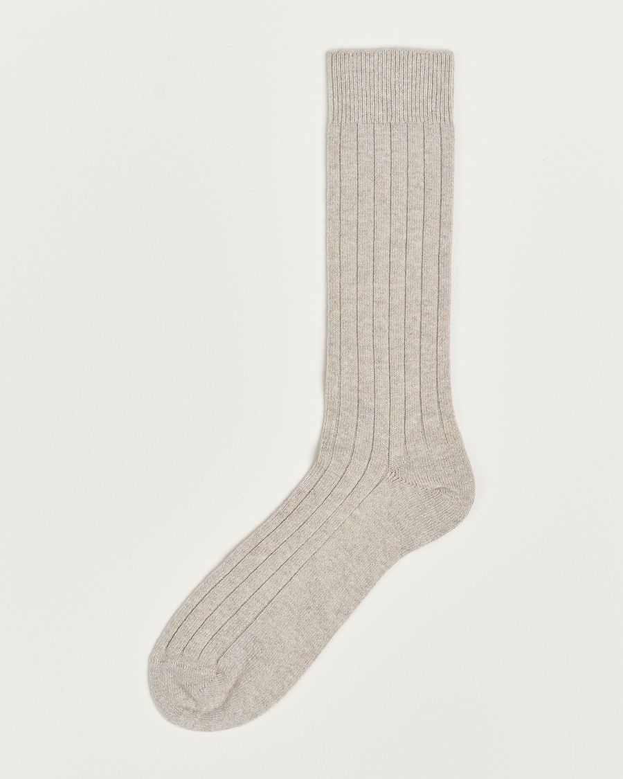 Herren | Unterwäsche | Bresciani | Wool/Cashmerer Ribbed Socks Beige