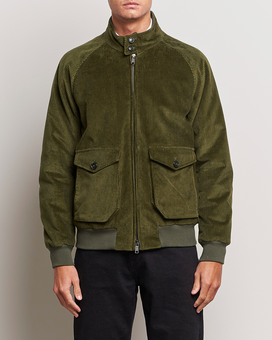 Herren | Jacken | Baracuta | G9 Pocket Padded Cord Harrington Jacket Olive