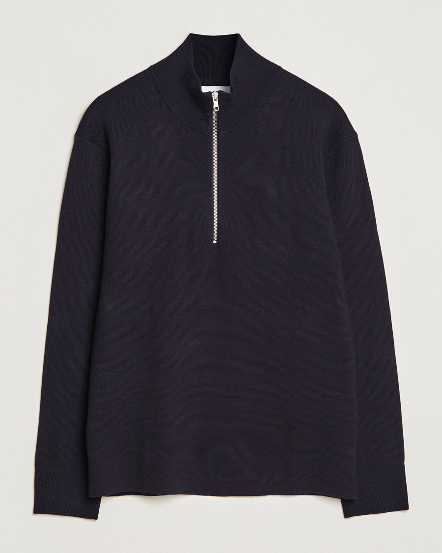 Herren | Pullover | NN07 | Harald Cotton/Modal Half Zip Navy Blue