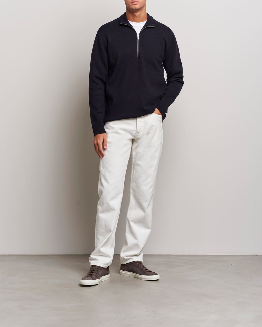 Herren | Pullover | NN07 | Harald Cotton/Modal Half Zip Navy Blue