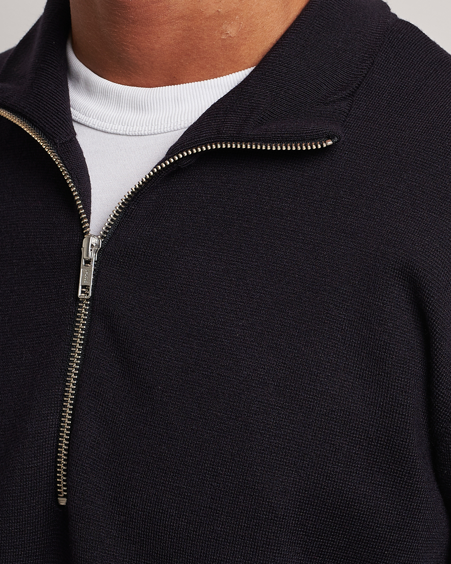 Herren | Pullover | NN07 | Harald Cotton/Modal Half Zip Navy Blue