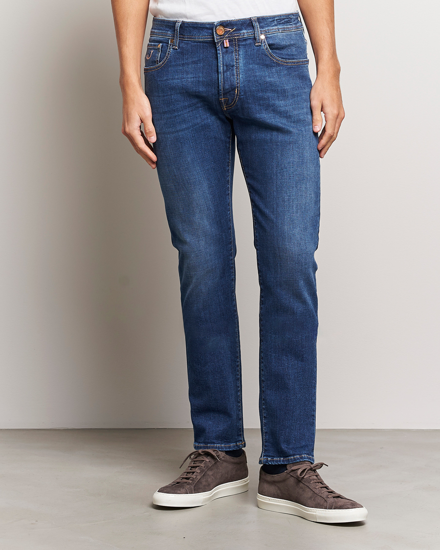 Herren | Jeans | Jacob Cohën | Bard Rome Slim Fit Stretch Jeans Mid Blue