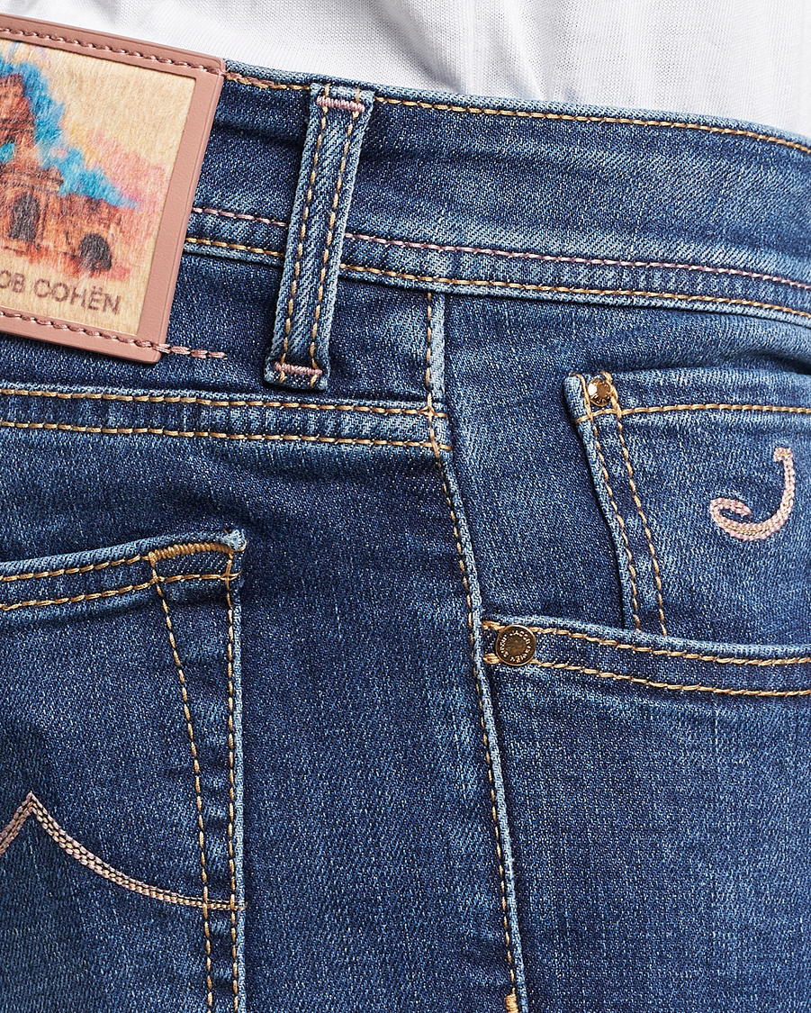 Herren | Jeans | Jacob Cohën | Bard Rome Slim Fit Stretch Jeans Mid Blue