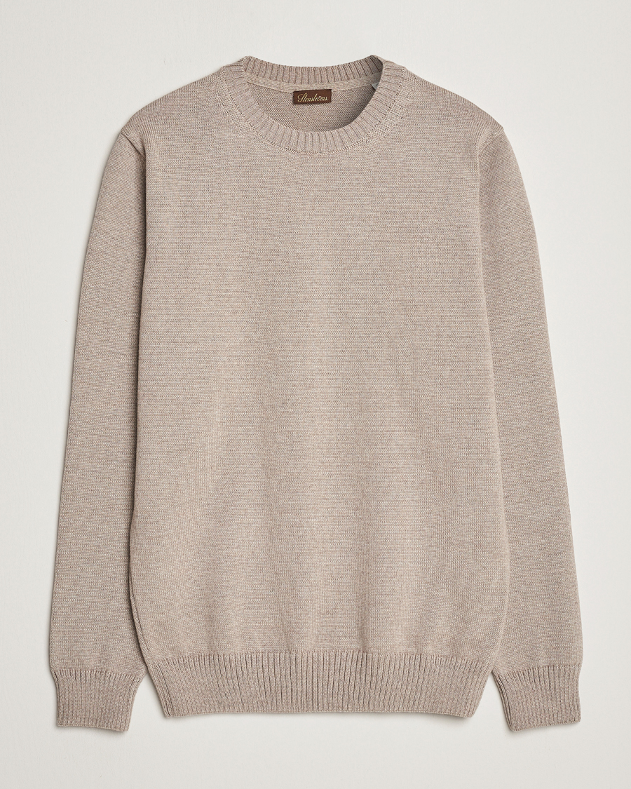 Herren | Pullover | Stenströms | Chunky Merino Crew Neck Beige