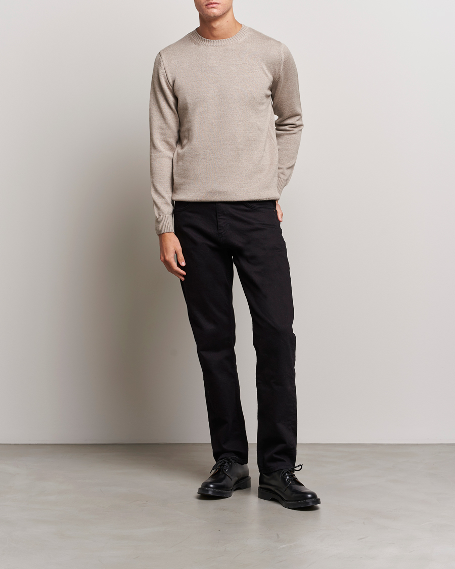 Herren | Pullover | Stenströms | Chunky Merino Crew Neck Beige