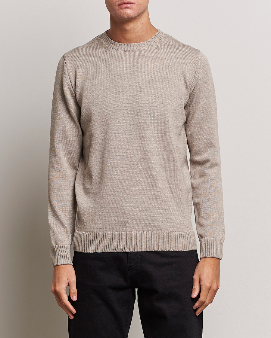 Herren | Pullover | Stenströms | Chunky Merino Crew Neck Beige