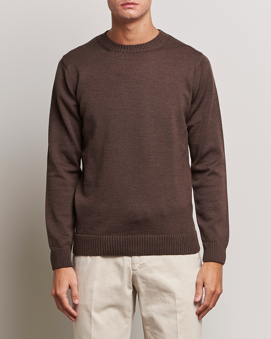 Herren | Pullover | Stenströms | Chunky Merino Crew Neck Brown