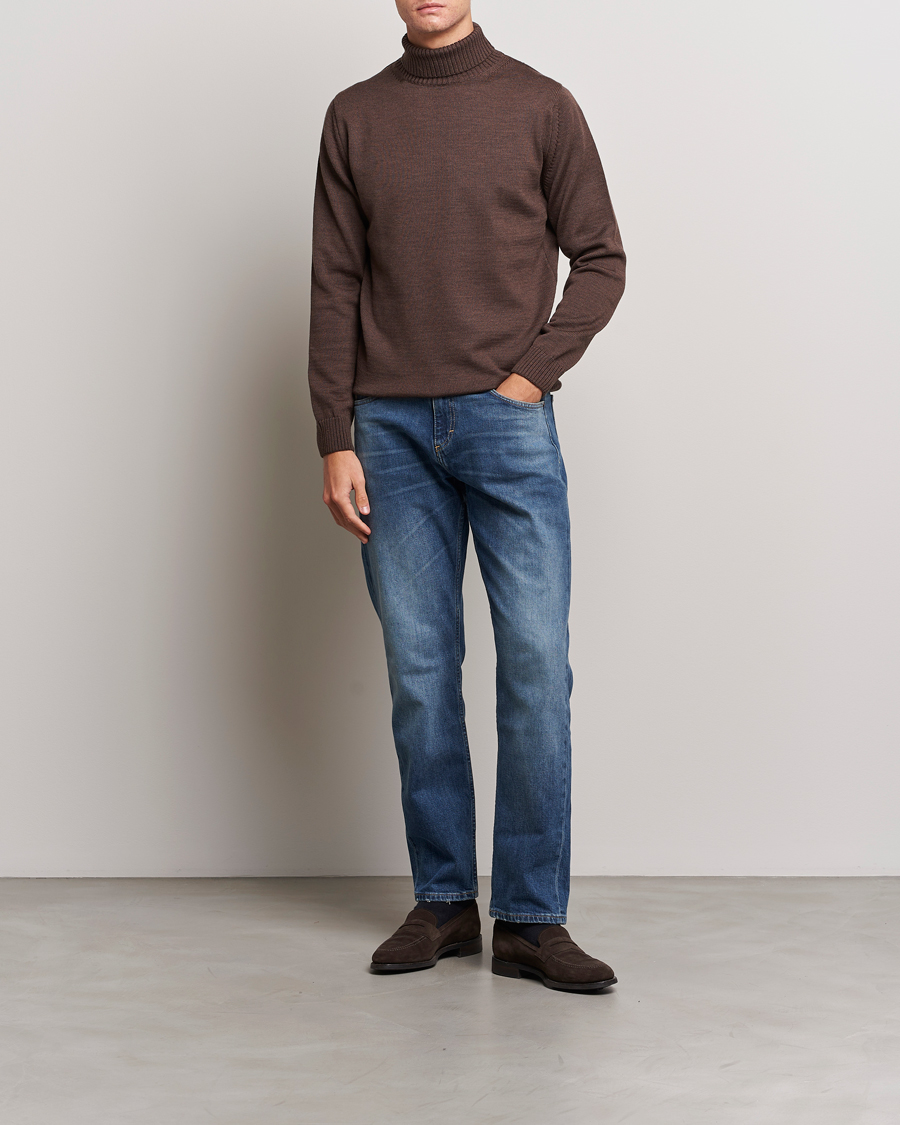 Herren | Pullover | Stenströms | Chunky Merino Rollneck Brown