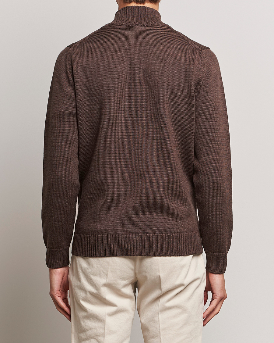Herren | Pullover | Stenströms | Chunky Merino Full Zip Cardigan Brown