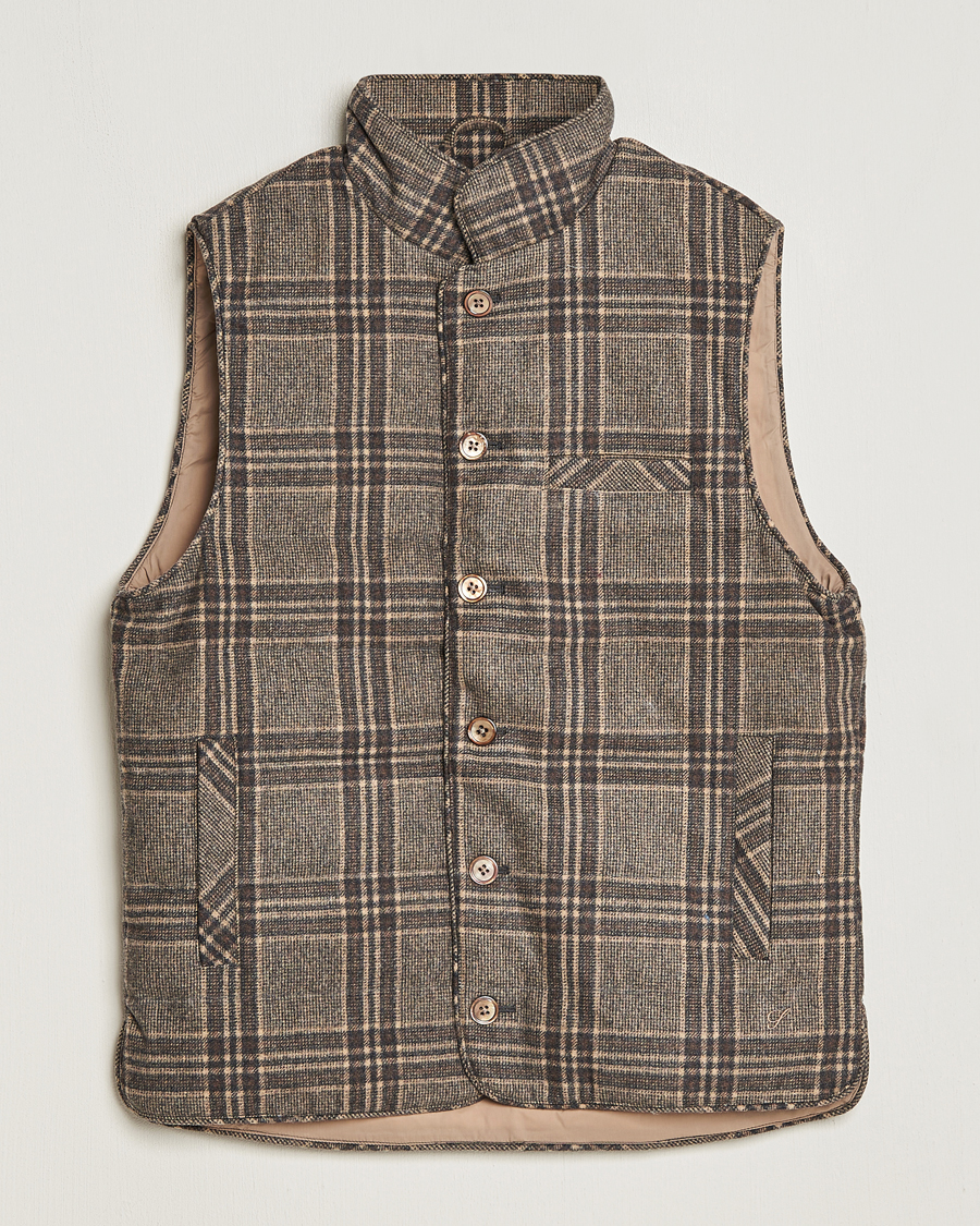 Herren | Jacken | Stenströms | Checked Wool Flannel Vest Brown
