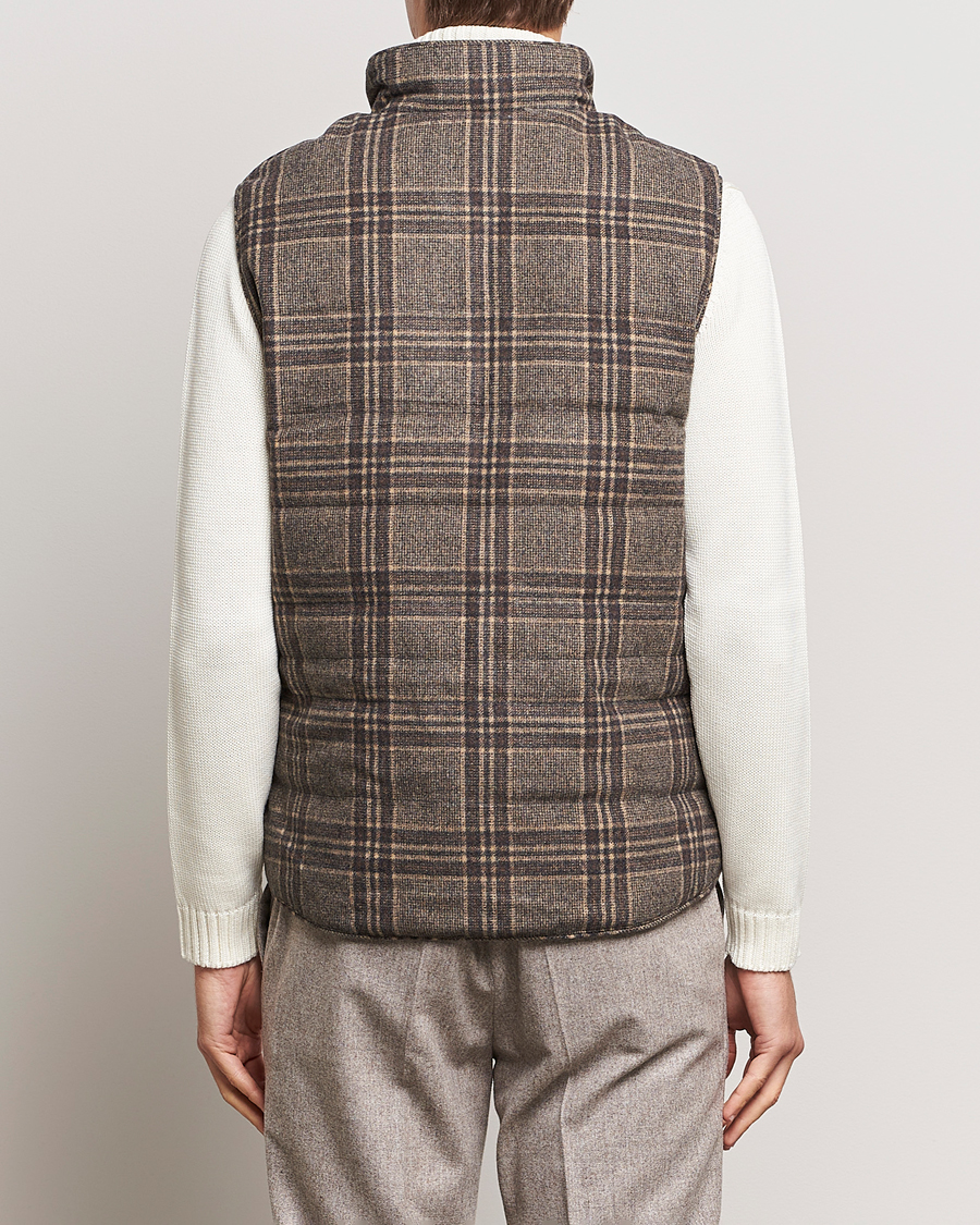 Herren | Jacken | Stenströms | Checked Wool Flannel Vest Brown