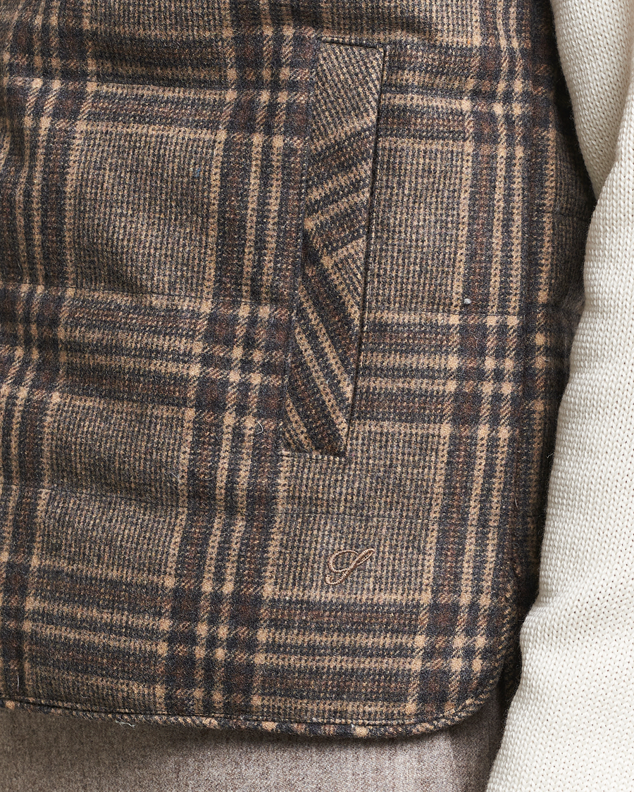 Herren | Jacken | Stenströms | Checked Wool Flannel Vest Brown