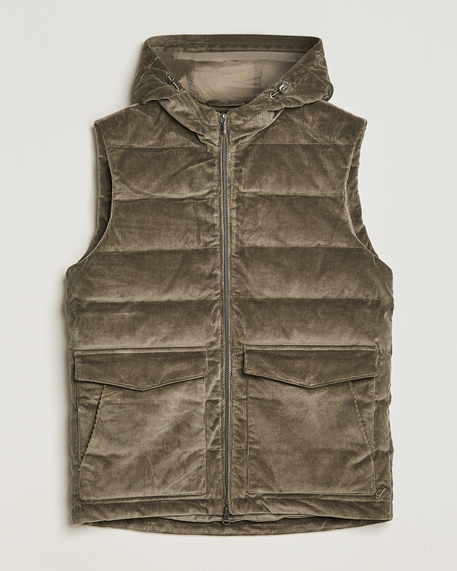 Herren | Jacken | Stenströms | Hooded Corduroy Vest Brown