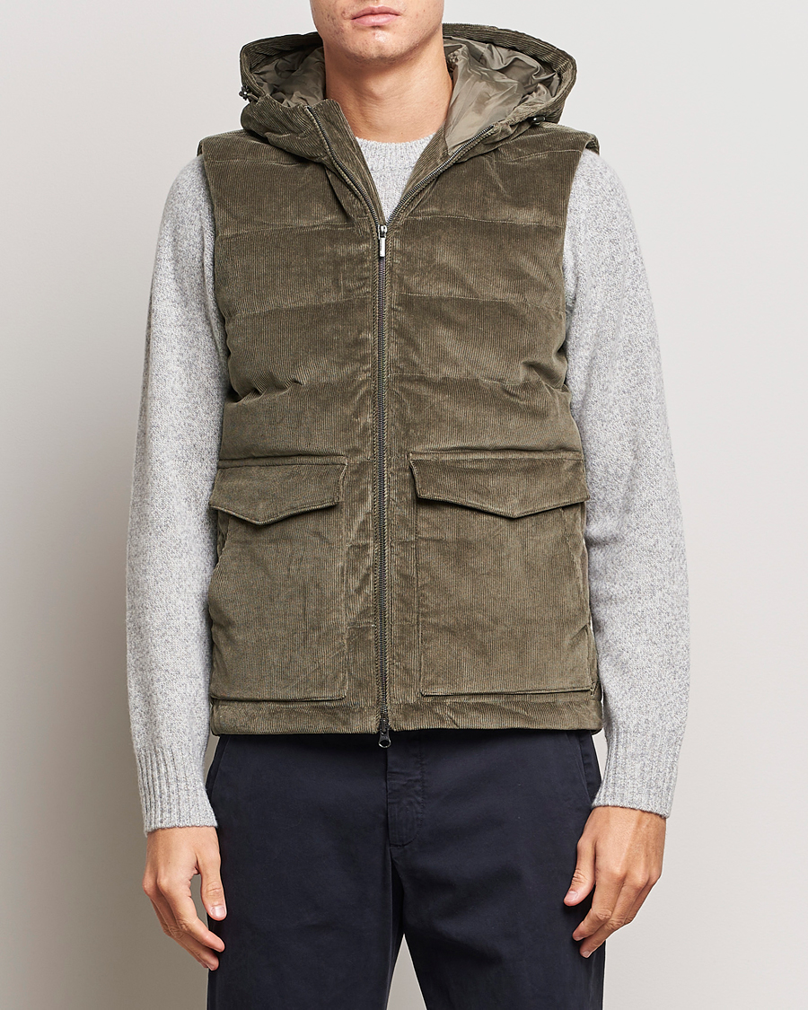 Herren | Jacken | Stenströms | Hooded Corduroy Vest Brown