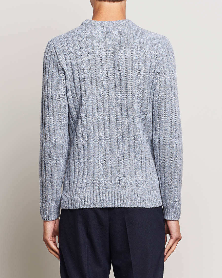 Herren | Pullover | Stenströms | Super Geelong Merino Crewneck Blue/Grey