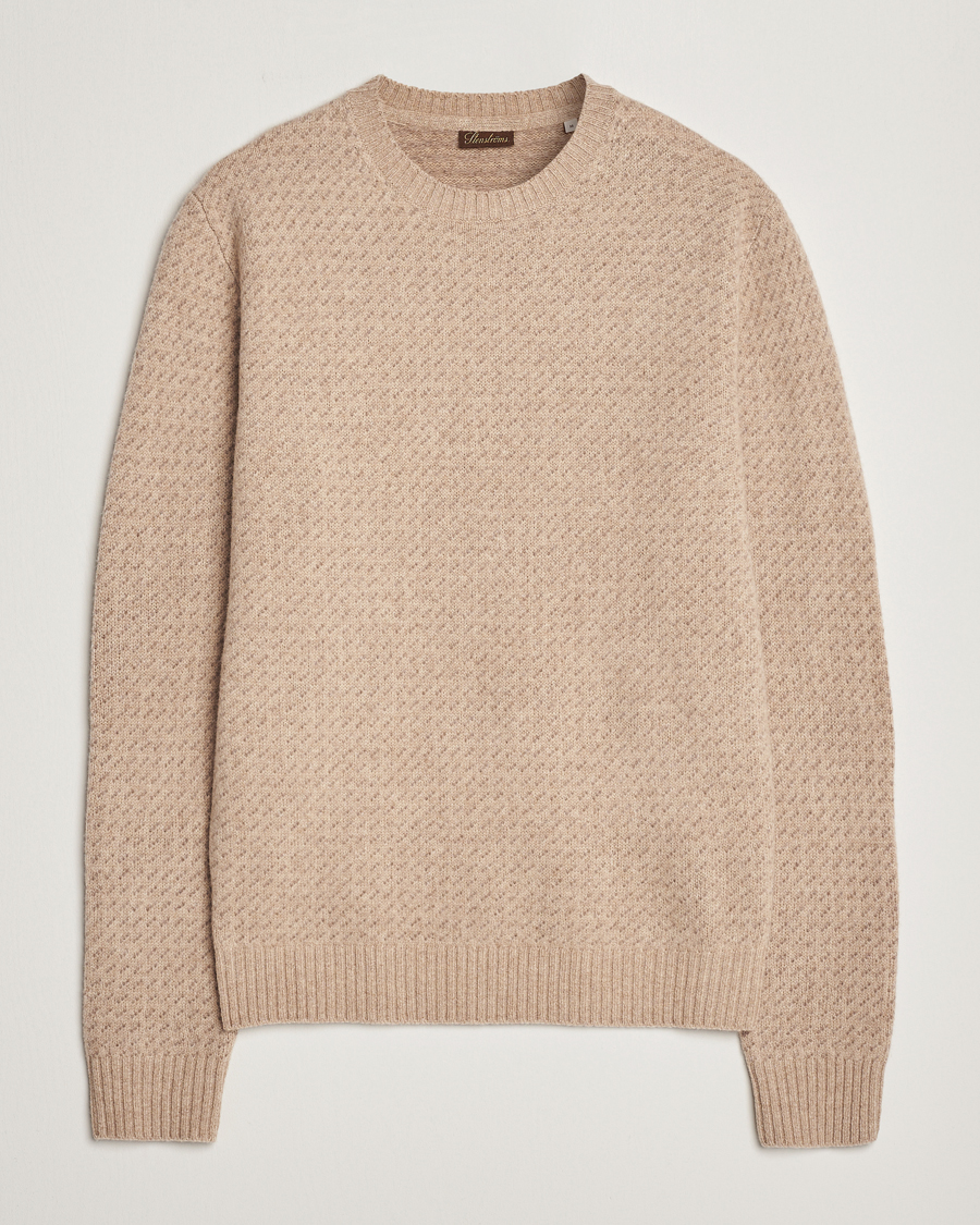 Herren | Pullover | Stenströms | Patterned Yak Merino Crewneck Beige