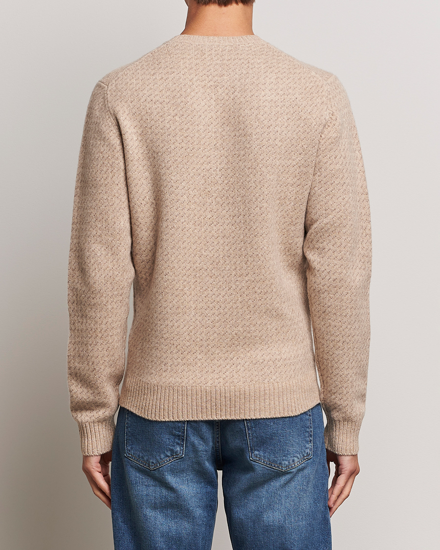 Herren | Pullover | Stenströms | Patterned Yak Merino Crewneck Beige