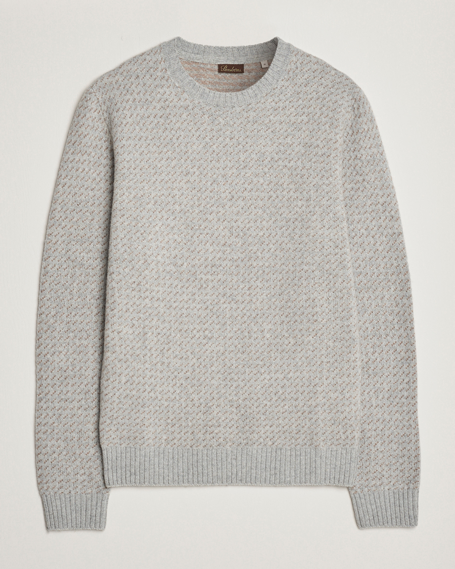 Herren | Pullover | Stenströms | Patterned Yak Merino Crewneck Grey