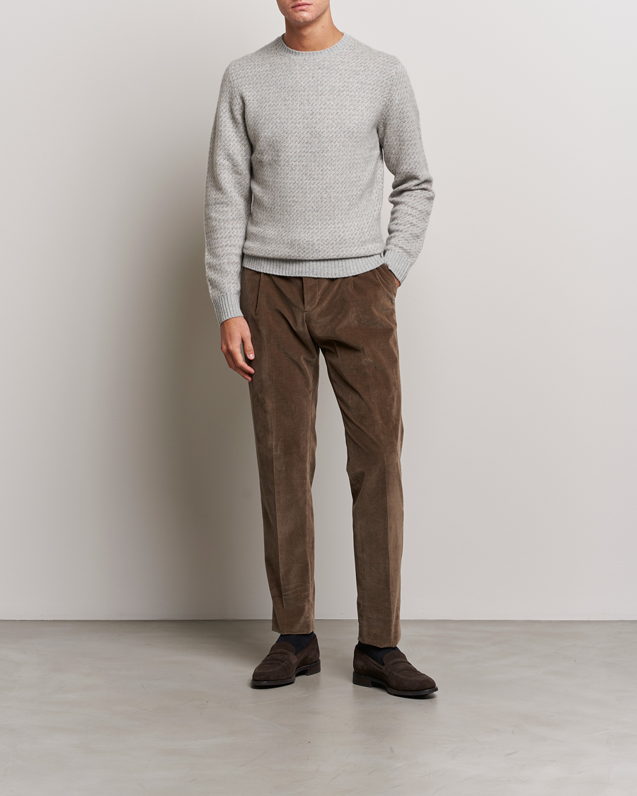 Herren | Pullover | Stenströms | Patterned Yak Merino Crewneck Grey