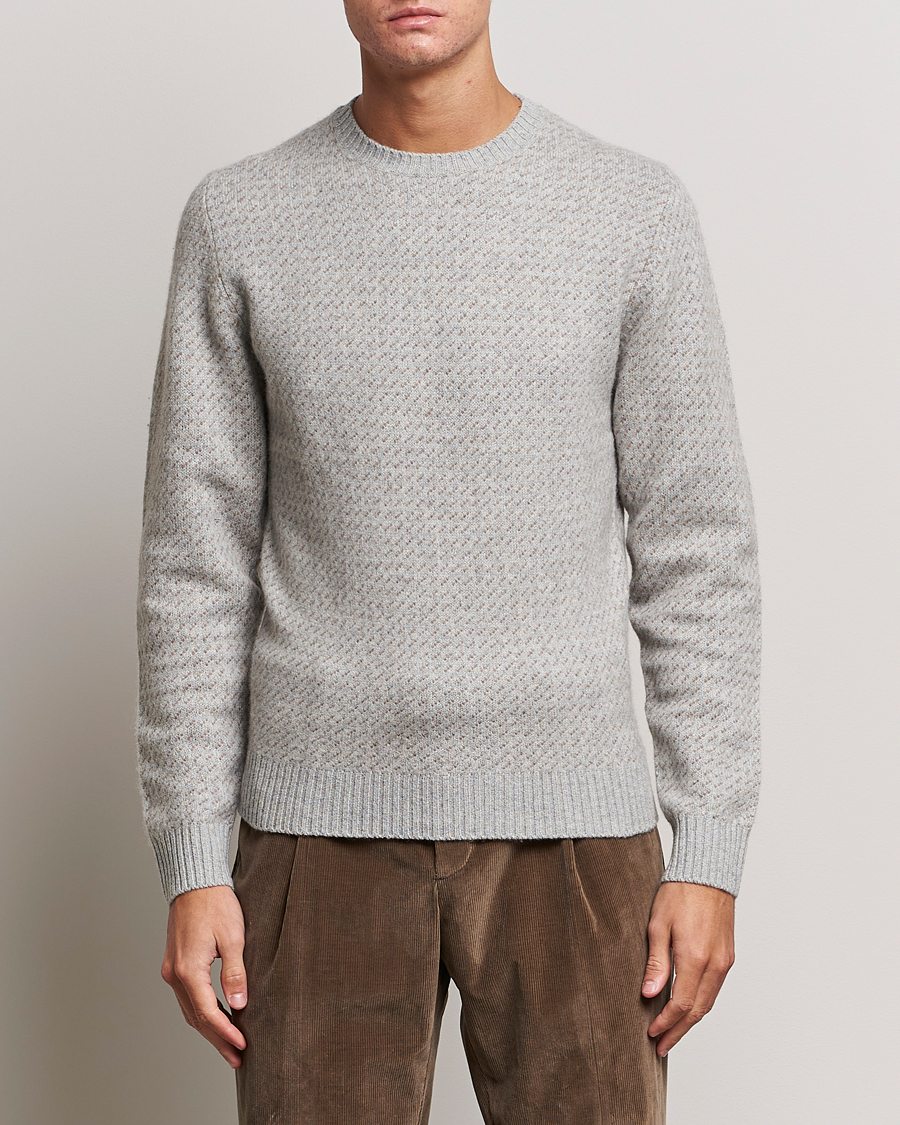 Herren | Pullover | Stenströms | Patterned Yak Merino Crewneck Grey