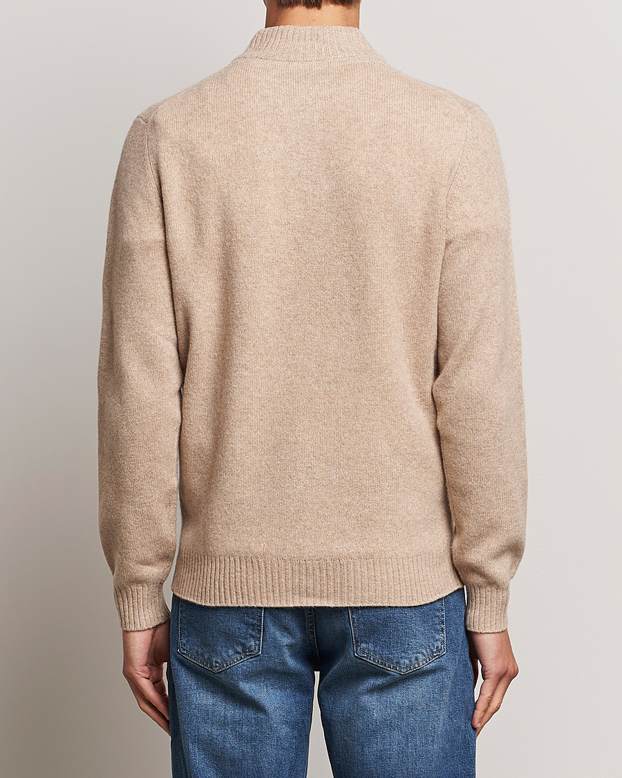 Herren | Pullover | Stenströms | Patterned Yak Merino Half-Zip Beige