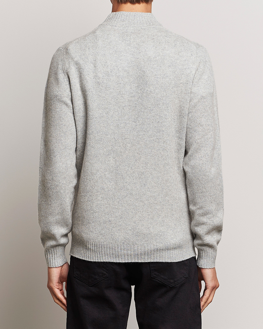 Herren | Pullover | Stenströms | Patterned Yak Merino Half-Zip Grey
