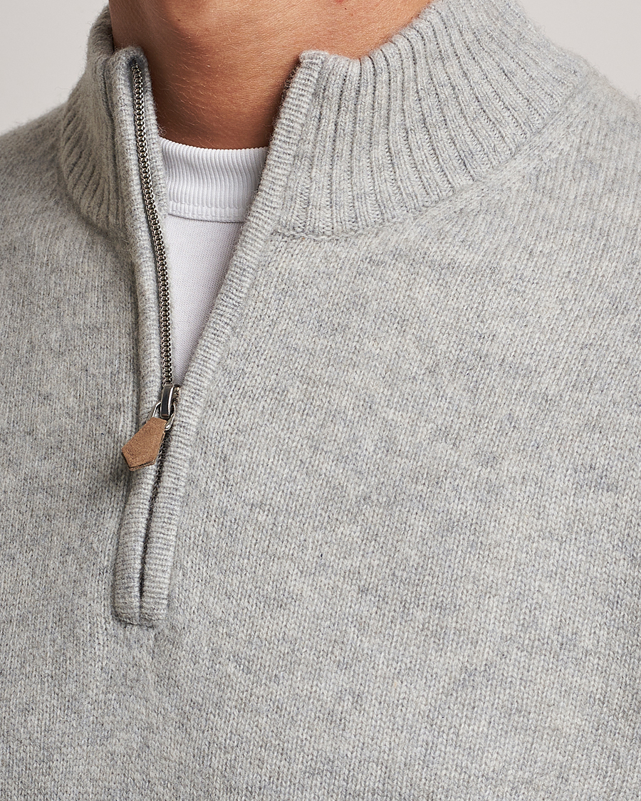 Herren | Pullover | Stenströms | Patterned Yak Merino Half-Zip Grey