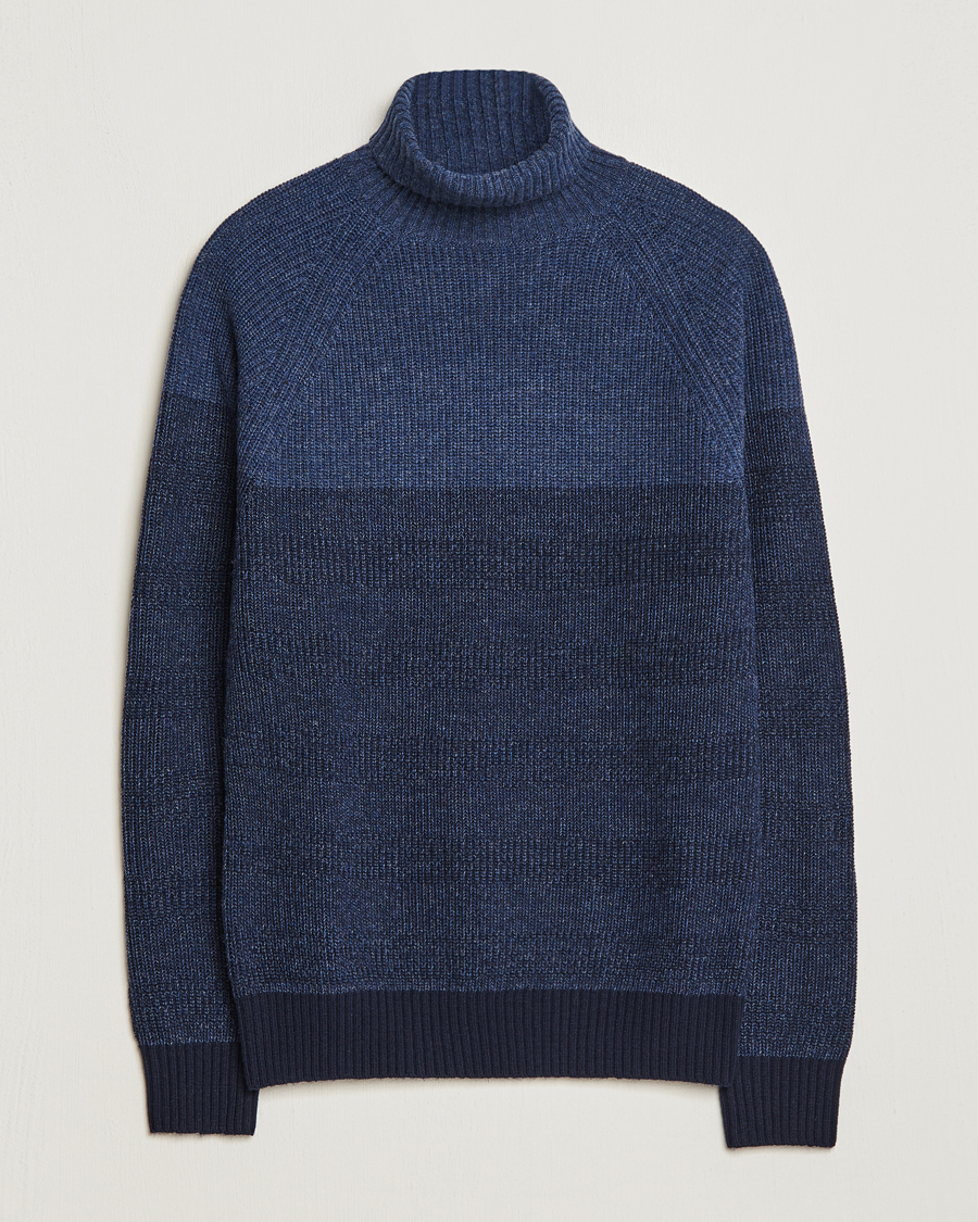 Herren | Pullover | Stenströms | Chunky Ombre Knit Rollneck Blue