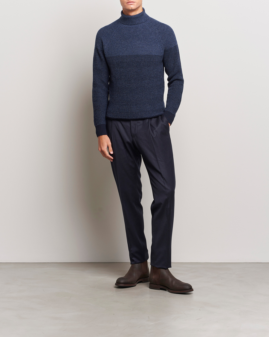 Herren | Pullover | Stenströms | Chunky Ombre Knit Rollneck Blue