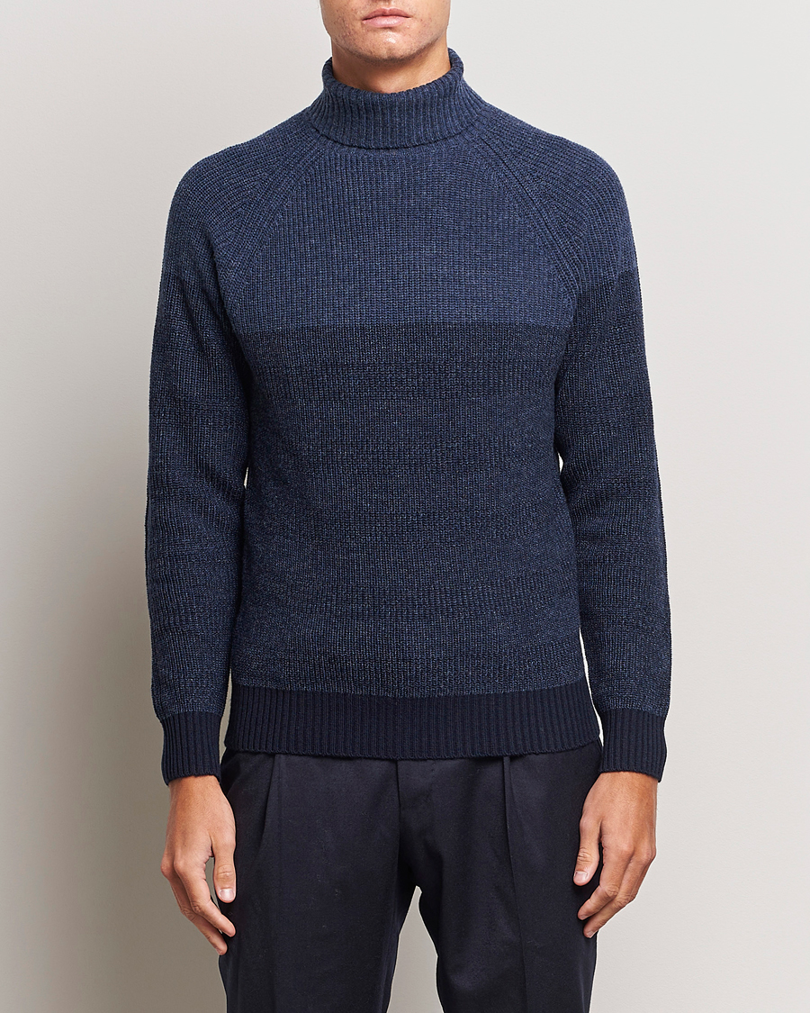 Herren | Pullover | Stenströms | Chunky Ombre Knit Rollneck Blue