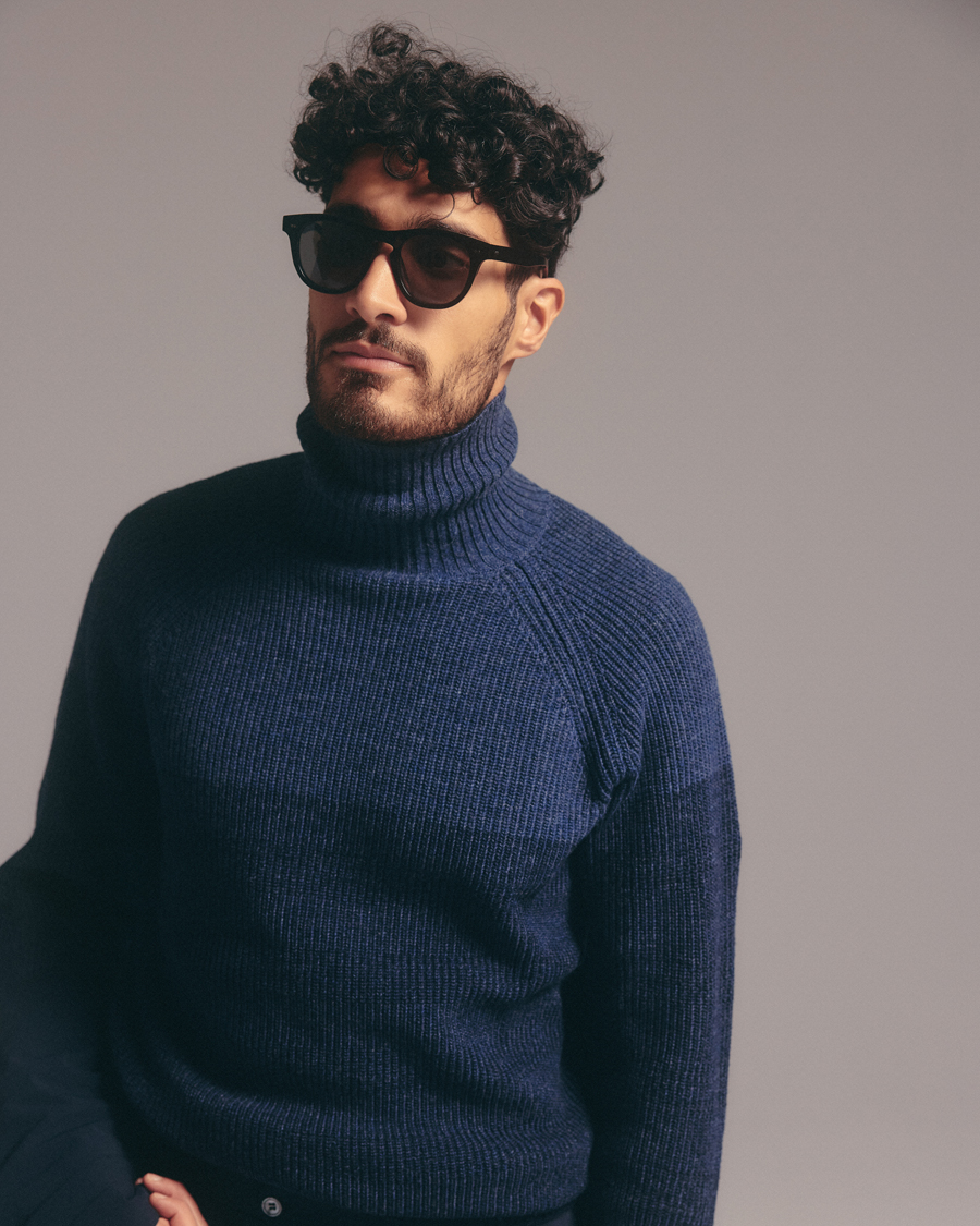 Herren | Pullover | Stenströms | Chunky Ombre Knit Rollneck Blue