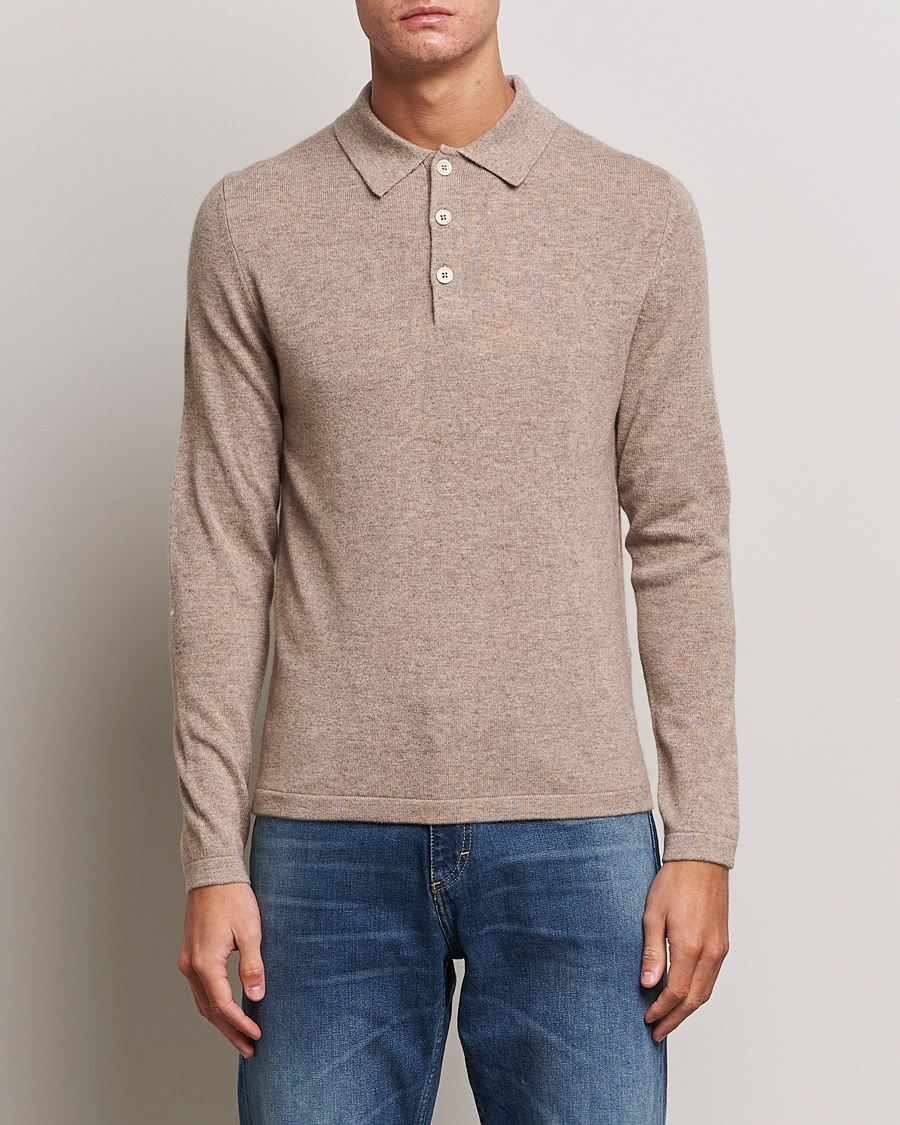 Herren | Pullover | Stenströms | Cashmere Poloshirt Beige