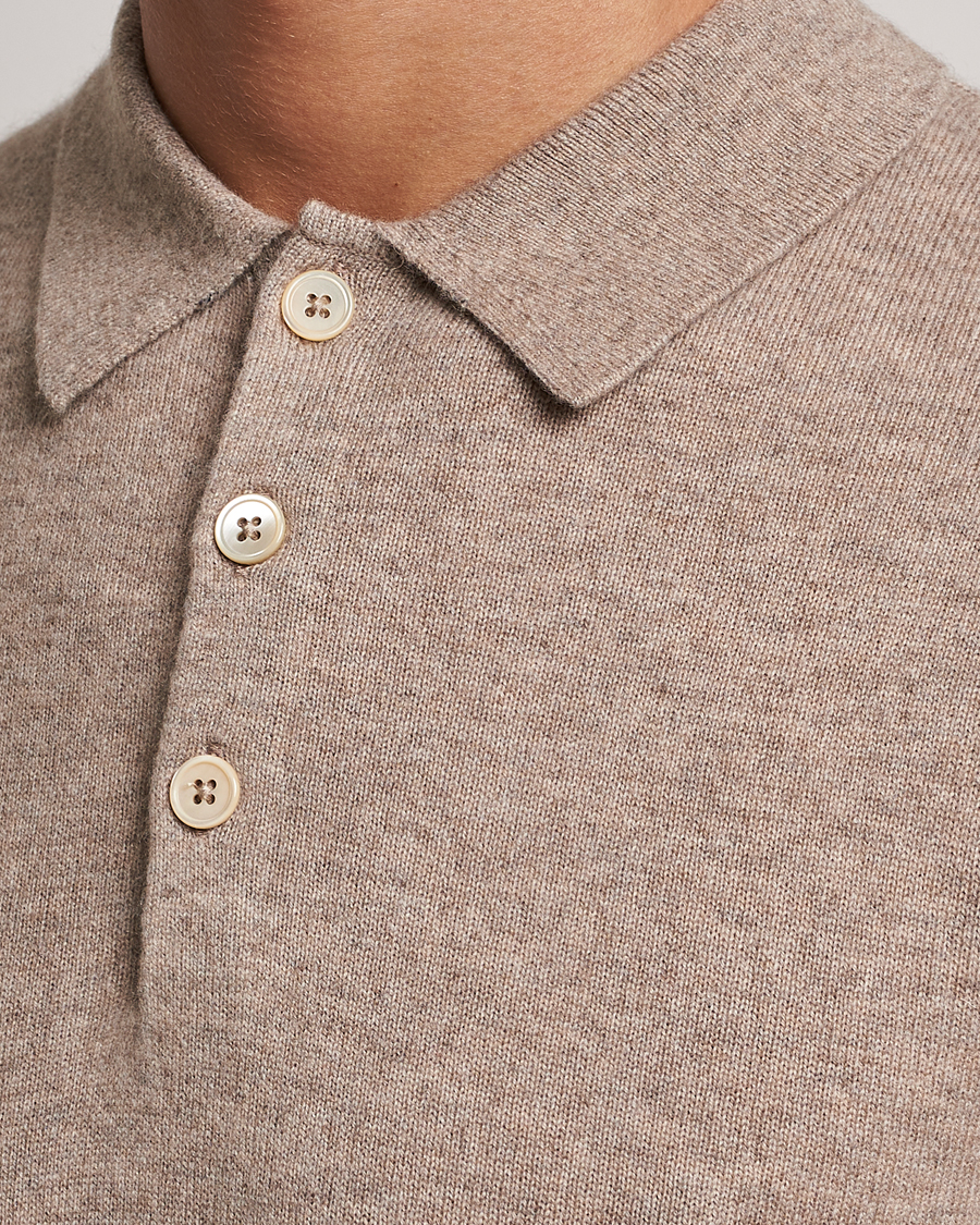 Herren | Pullover | Stenströms | Cashmere Poloshirt Beige