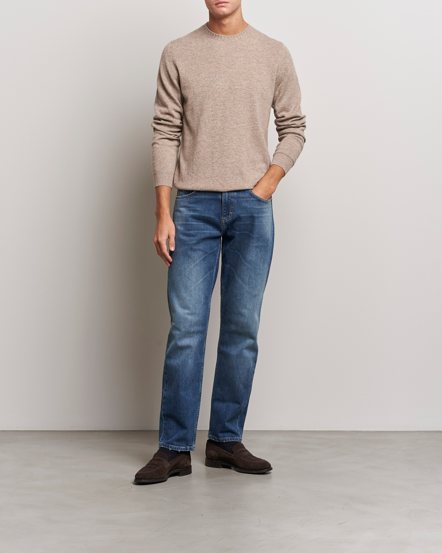 Herren | Pullover | Stenströms | Cashmere Crewneck Beige