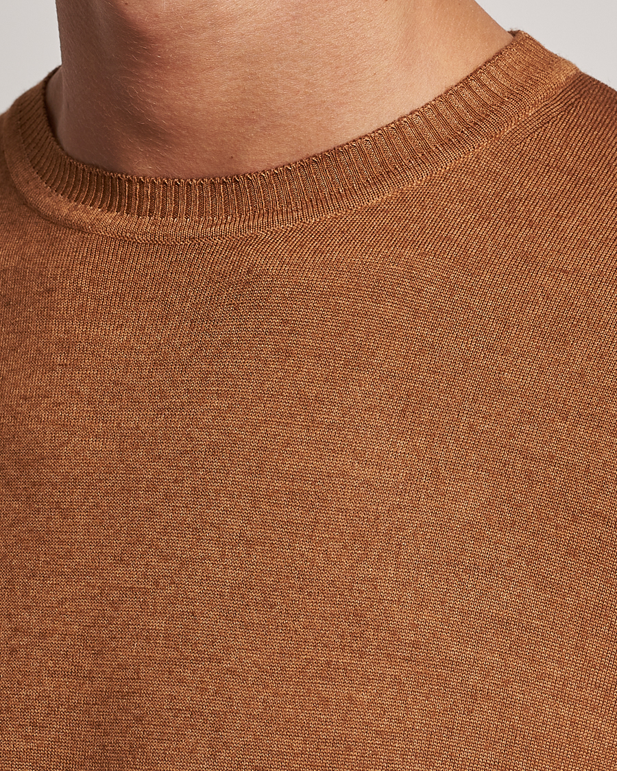 Herren | Pullover | Stenströms | Garment Dyed Merino Wool Crewneck Rust
