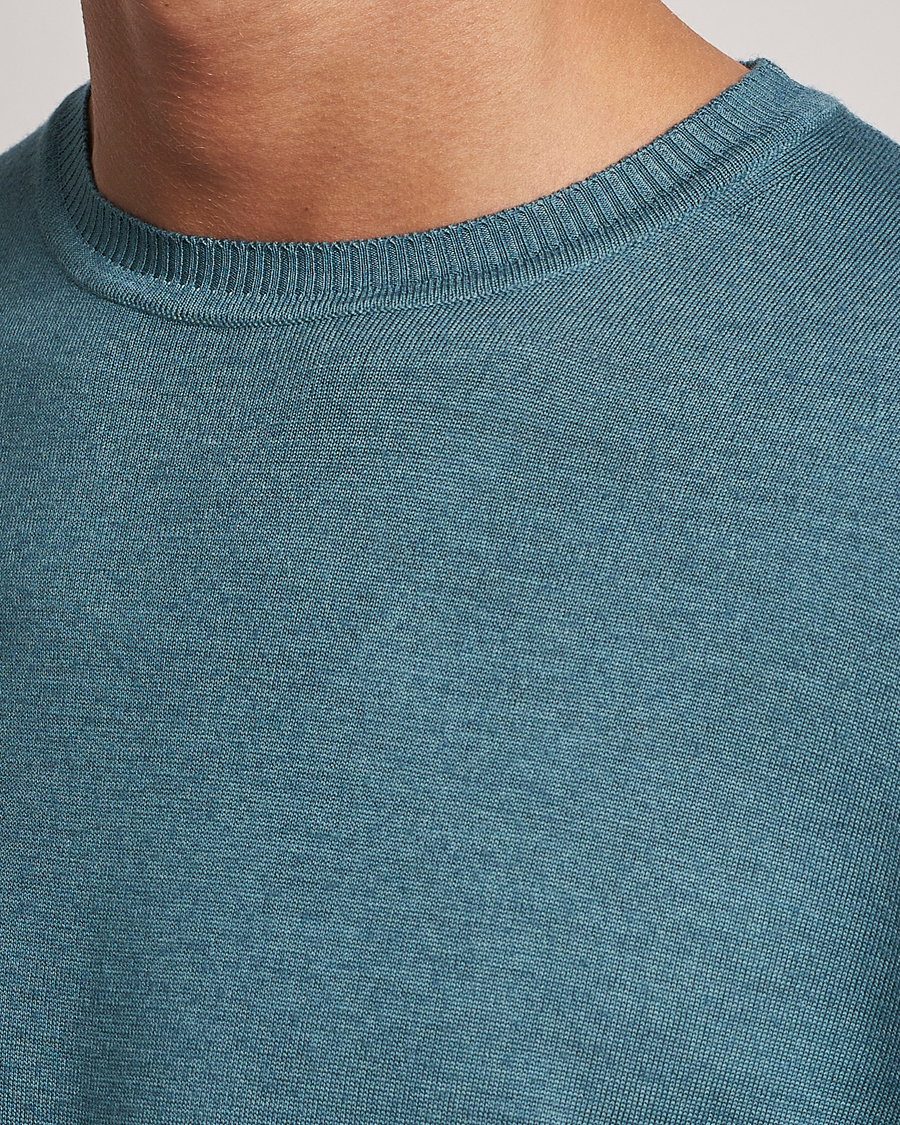 Herren | Pullover | Stenströms | Garment Dyed Merino Wool Crewneck Petrol