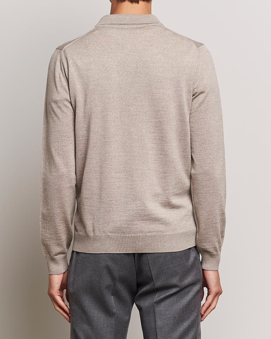 Herren | Pullover | Stenströms | Merino Wool Zip Polo Beige