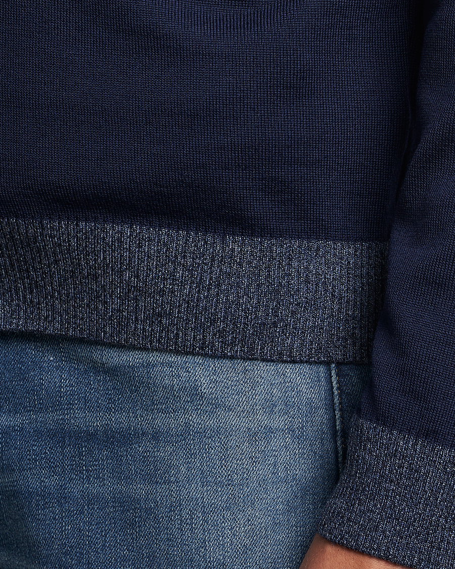 Herren | Pullover | Stenströms | Merino Wool Contrast Cardigan Navy