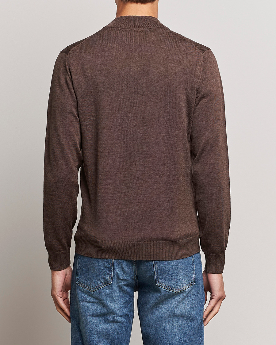 Herren | Pullover | Stenströms | Merino Half Zip Brown