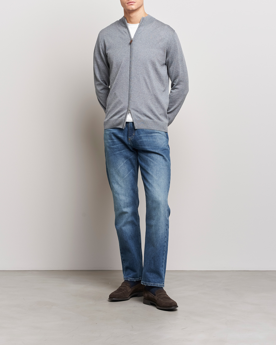 Herren | Pullover | Stenströms | Merino Full Zip Grey