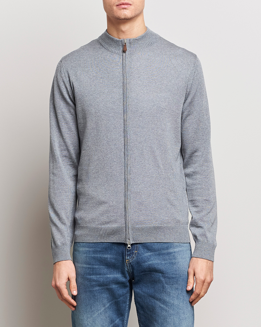 Herren | Pullover | Stenströms | Merino Full Zip Grey