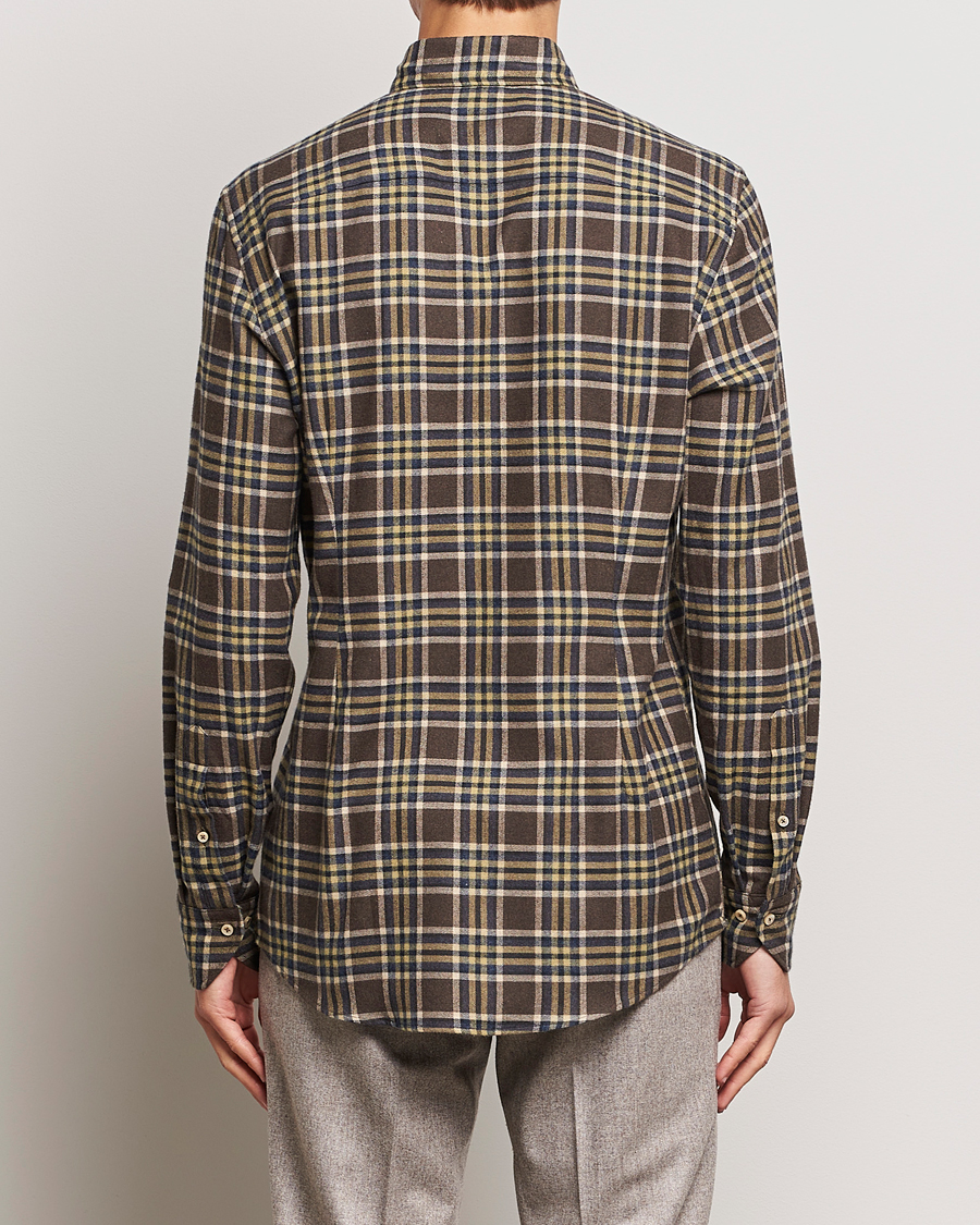 Herren | Hemden | Stenströms | Slimline Checked Button Down Flannel Shirt Brown