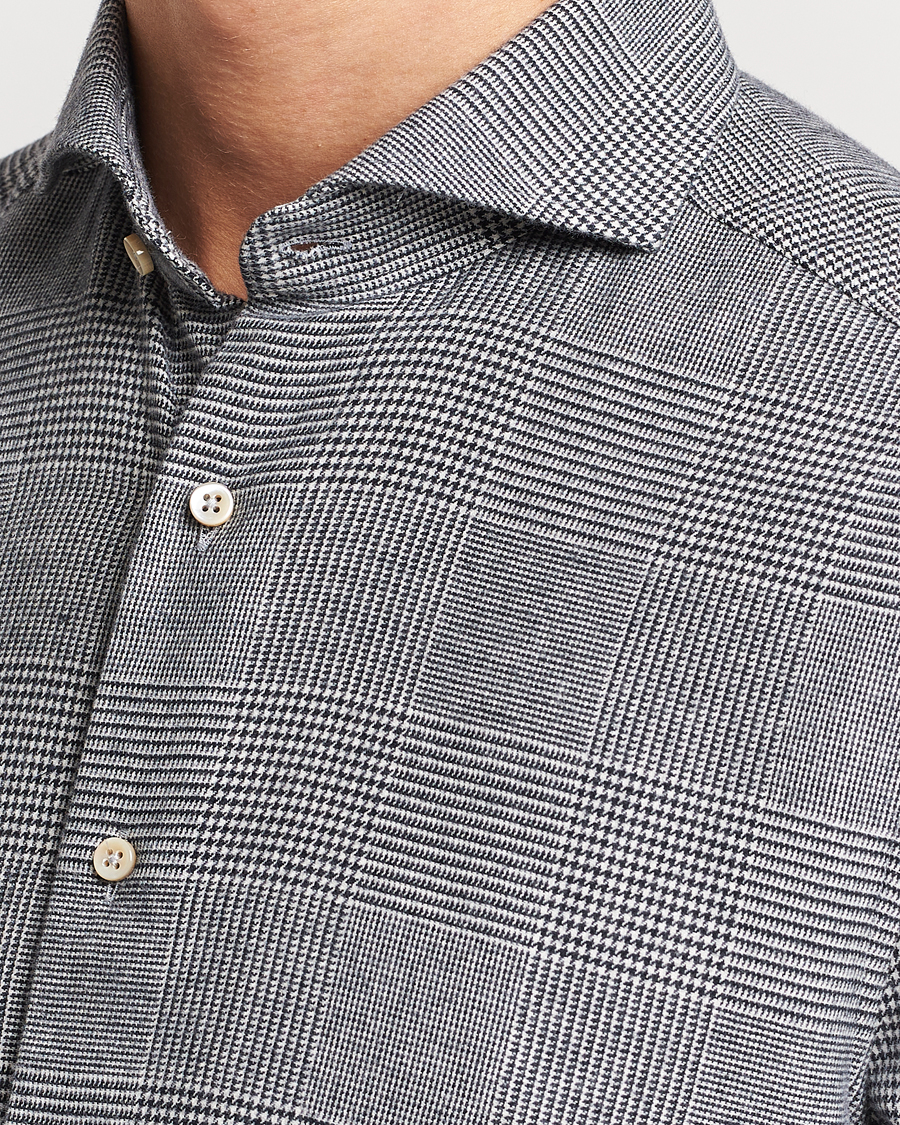 Herren | Hemden | Stenströms | Slimline Prince of Wales Check Flannel Shirt Grey