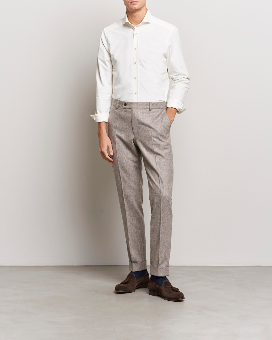 Herren | Hemden | Stenströms | Slimline Cut Away Corduroy Shirt White