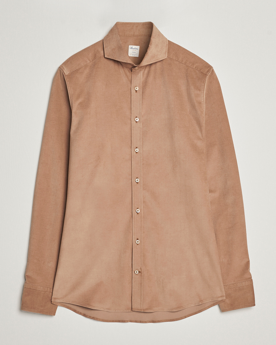 Herren | Hemden | Stenströms | Slimline Cut Away Corduroy Shirt Camel