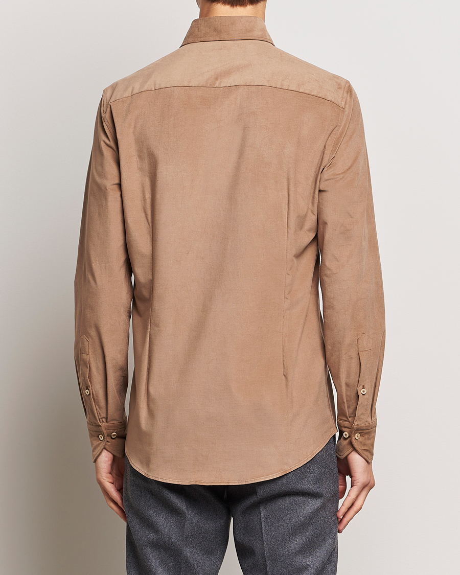 Herren | Hemden | Stenströms | Slimline Cut Away Corduroy Shirt Camel