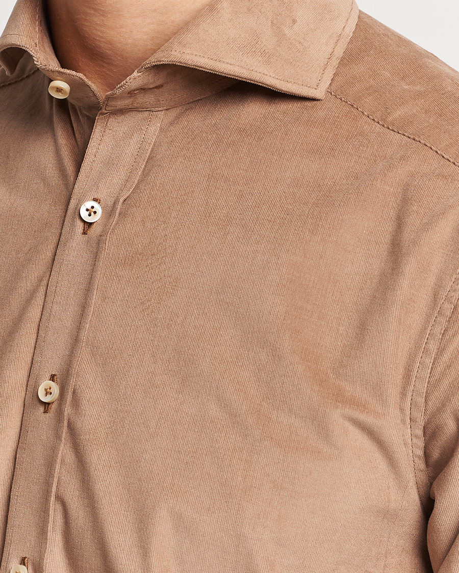 Herren | Hemden | Stenströms | Slimline Cut Away Corduroy Shirt Camel