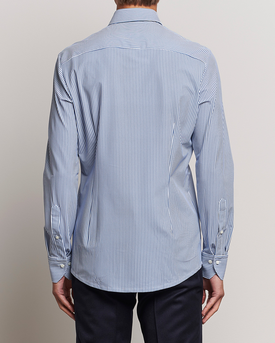 Herren | Hemden | Stenströms | Slimline 4-Way Stretch Striped Cut Away Shirt Blue